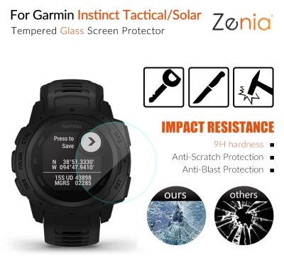 Zenia 2pcs Full Screen Protector Film For Garmin Instinct Tactical Solar Watch HD 9H 2.5D Tempered Protective Glass Explosion-proof Anti Scratch Film
