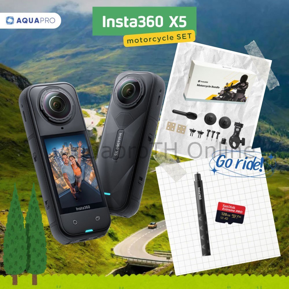 Insta360 X5 Motorcycle Set, Thai Center Warranty, Insta360 X5 Action Camera 8K 360 Action Cam ราคา 27,599 บาท*ส่งฟรี