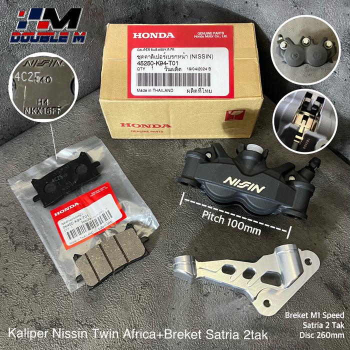 PROMO KALIPER NISIN TWIN AFRICA 4P 4POT PISTON RADIAL PLUS BREKET SATRIA 2TAK 260MM - wotahsale Harga 1,167,000 rupiah*Gratis Ongkir