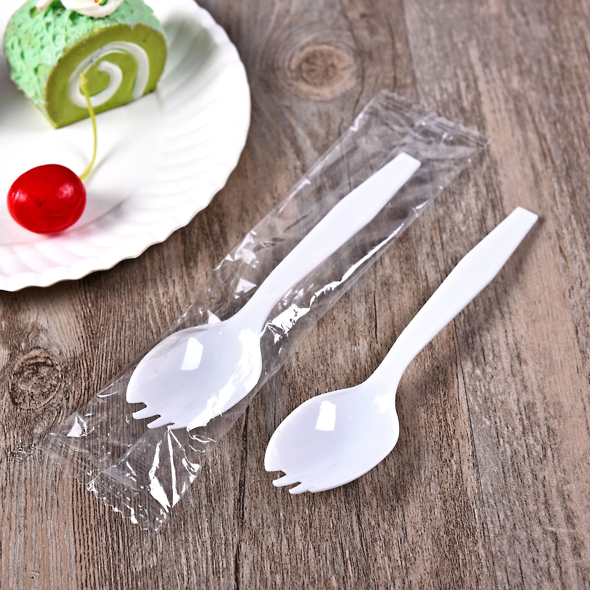 001 Bánh Nĩa Trái Cây Nhựa Dùng Một Lần, Thìa Tráng Miệng, Thìa Nĩa Bánh Ngọt, Thìa Nĩa, Bộ Đồ Nướng, Bao Bì Độc Lập 02a