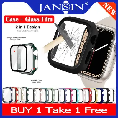 Case + Tempered Glass compatible with Apple Watch Series 7 41mm 45mm 38mm 42mm 40mm 44mm Tempered Glass Frame Cover compatible with Apple Watch Series 7 6 SE 5 4 3 2 1