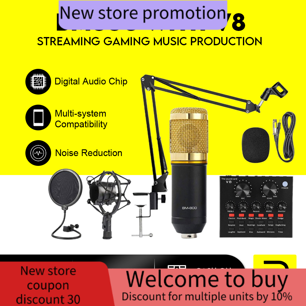 Popcorn BM800 With V8 Soundcard Condenser Microphone