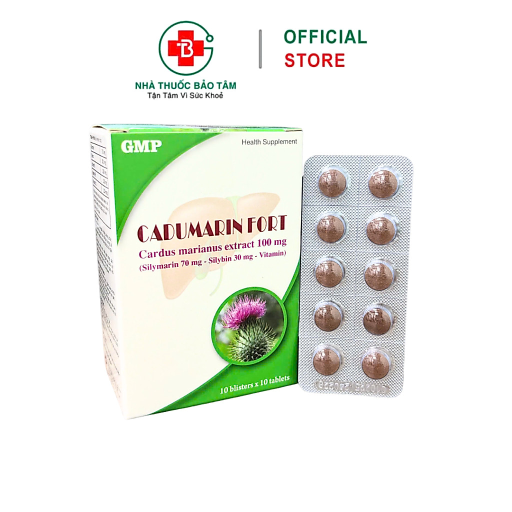 Viên uống Cadumarin Fort Hỗ trợ tăng cường chức năng giải độc của gan - Hộp 100 viên nén
