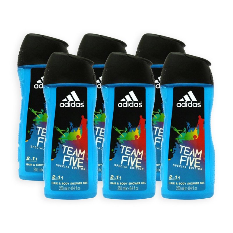Buy (Pack of 6) ADIDAS Shower Gel - Team Five Special Edition 3 in 1 Hair and Body Shower Gel 250ml - 1509 Singapore