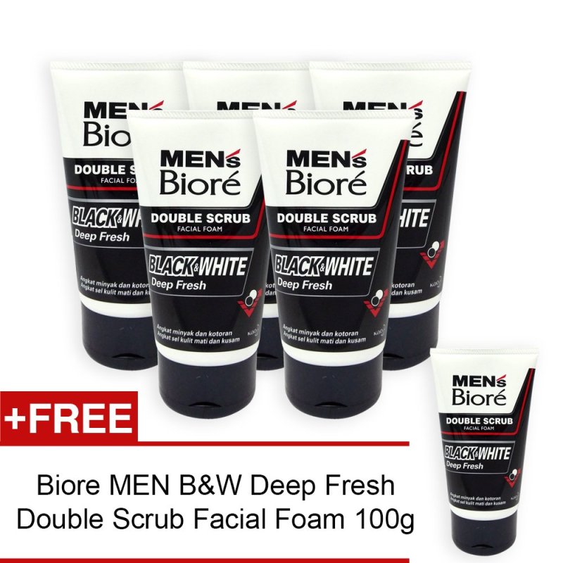 Buy (Pack of 6) Biore MEN Black and White Deep Fresh Double Scrub Facial Foam 100g - 3537 Singapore