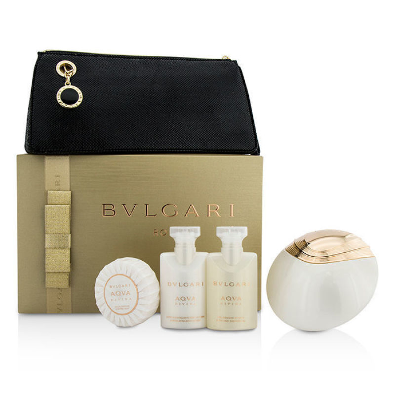 Buy Bvlgari Aqva Divina Coffret: Eau De Toilette Spray 65ml/2.2oz + Body Lotion 40ml/1.35oz + Shower Gel 40ml/1.35oz + Soap 50g/1.76oz + Pouch 4pcs+1pouch (Intl) Singapore
