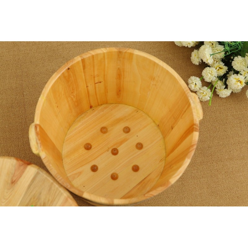 Buy Flat foot bath wooden bucket one-sided foot wash basin sauna health bubble bucket (quick delivery) - intl Singapore