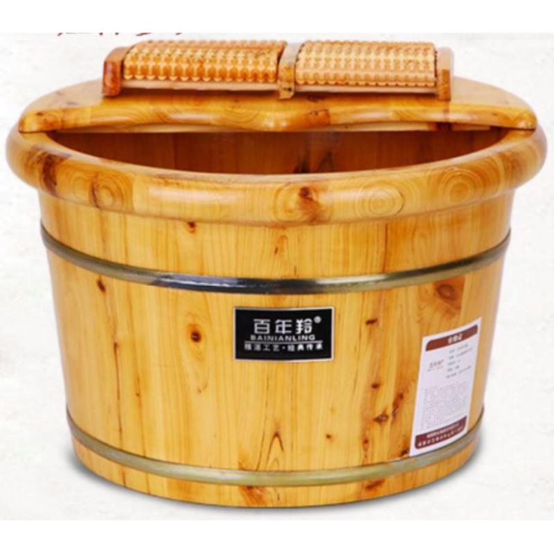Buy Quality Cedar Wood Foot Spa Bucket with Cover - 26 cm Tall Singapore