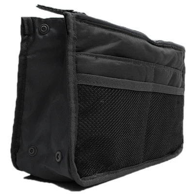 LALANG Travel Bag in Bag Cosmetic Insert Nylon Zipper Makeup Case Organizer Black