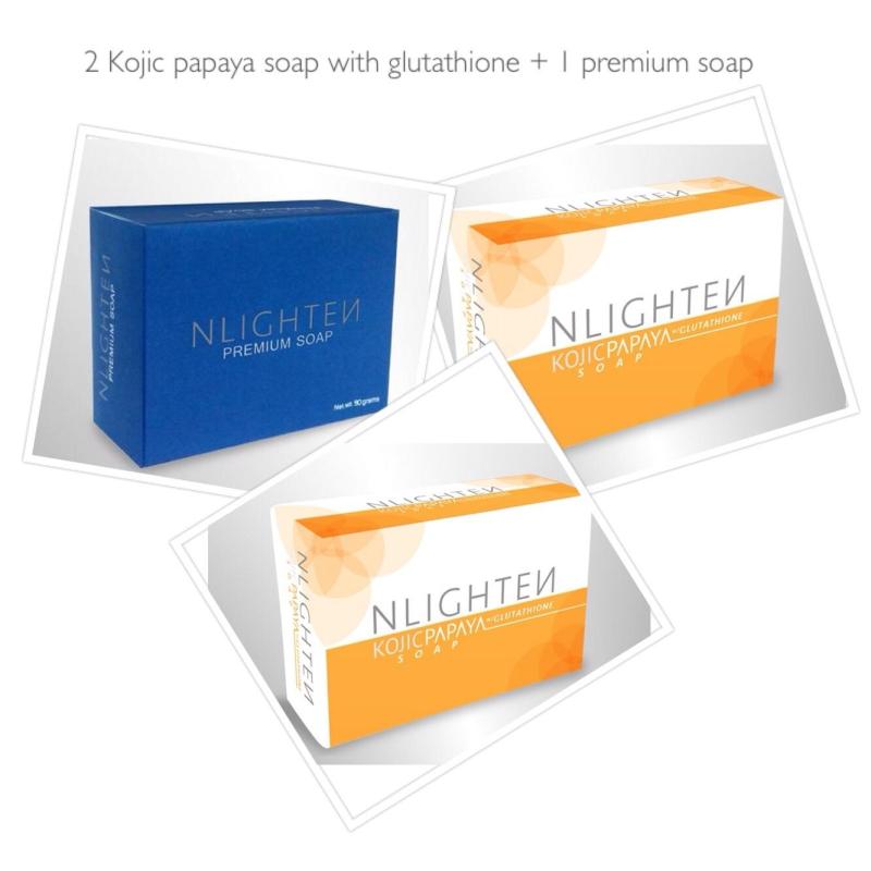 Buy NLIGHTEN KOJIC PAPAYA SOAP with glutathione (set of 2 x 135g) + PREMIUM SOAP with collagen, argan oil and aloe vera (1 x 90g) Singapore