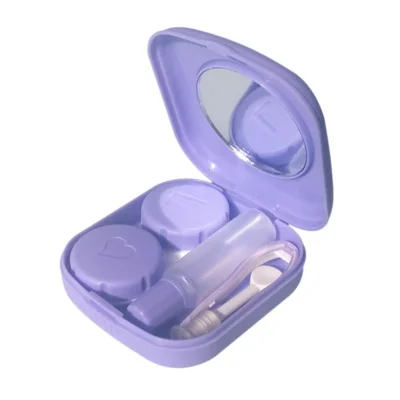 Female Warrior Pocket Mini Cute Contact Lens Case Travel Kit Easy Carry Mirror Container Holder Purple - intl