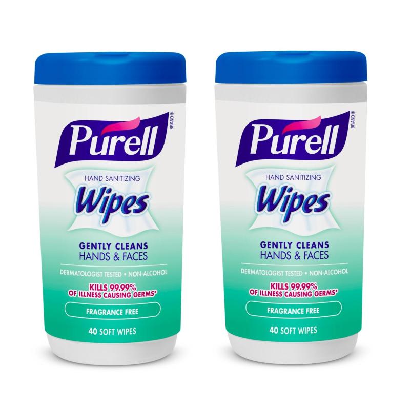 Buy Purell Hand Sanitizing Wipes (Fragrance Free) - 40 Count Canister (PACK OF 2) Singapore