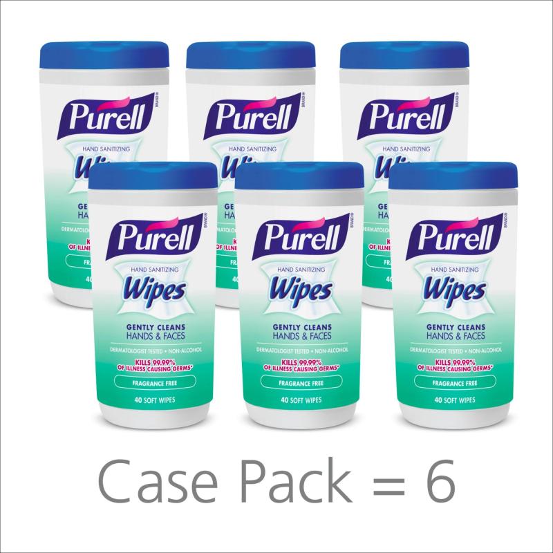 Buy Purell Hand Sanitizing Wipes (Fragrance Free) - 40 Count Canister (PACK OF 6) Singapore