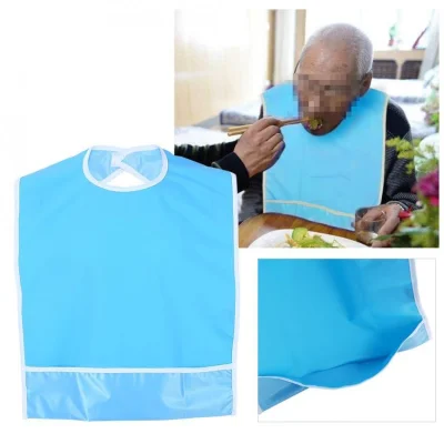 Waterproof Adult Elder Mealtime Bib Clothes Clothing Protector Dining Aid (Sky Blue) - intl