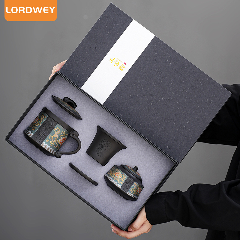 LORDWEY Purple Sand Blue Ruyi Business Office Tea Cup As A Gift For Elderly Teachers Father And Mother'S Day Birthday Banquet ราคา 1,007 บาท*ส่งฟรี