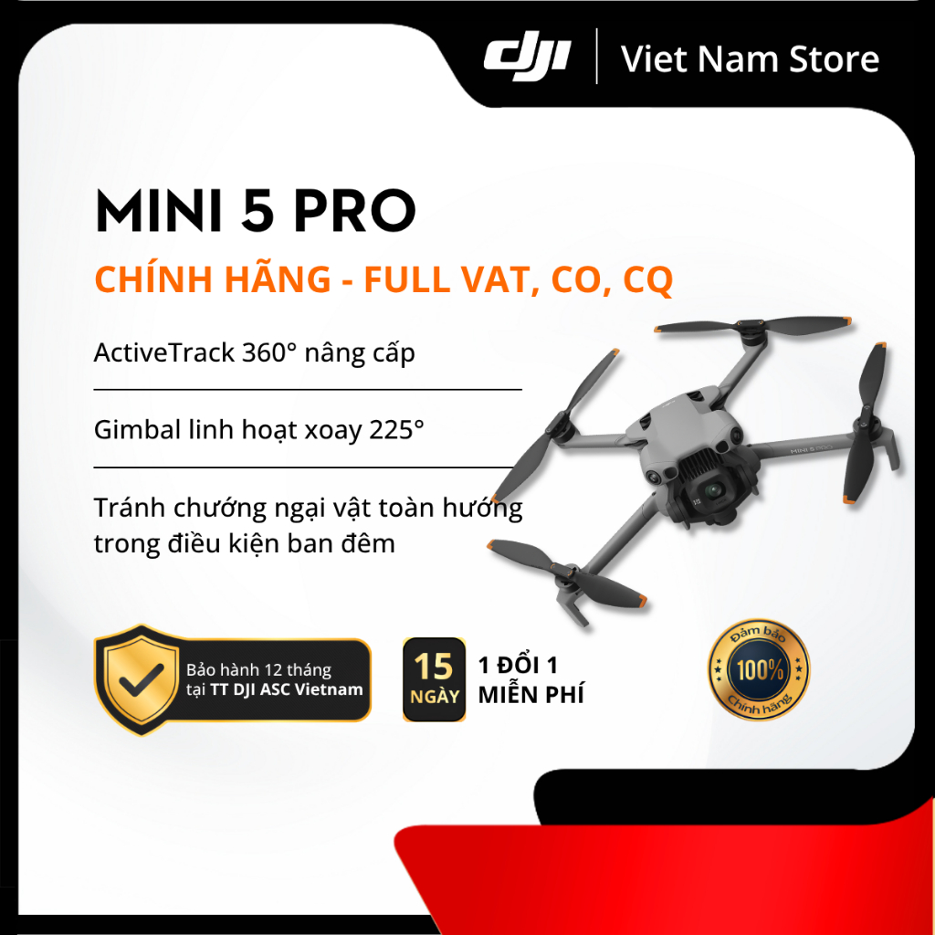 [Full VAT, CO, CQ] Chính Hãng Flycam DJI Mini 5 Pro | Cảm biến 1 inch, Quay 4K HDR, Tránh vật cản
