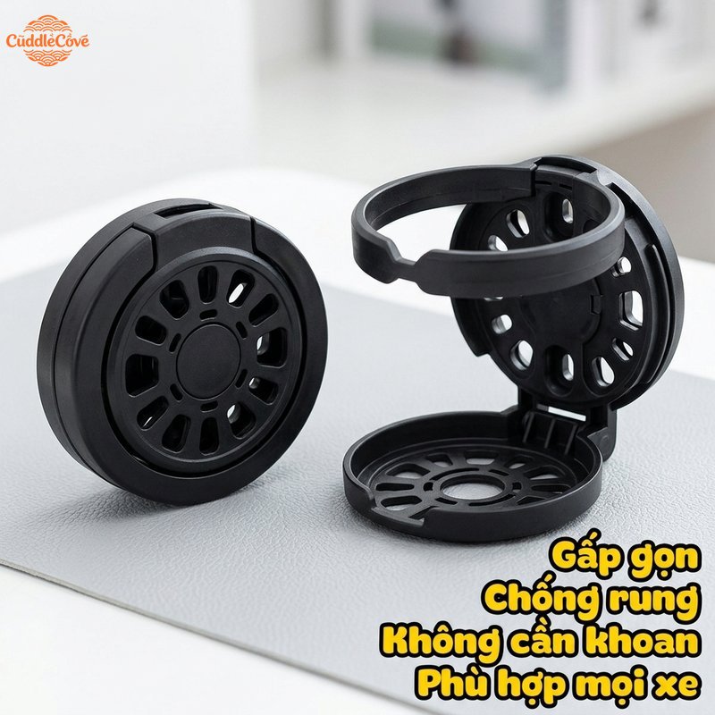 CuddleCove Foldable motorcycle cup holder ABS plastic anti vibration 360 degree rotating handlebar clamp convenient accessory Giá 126,200 Đồng*Miễn phí vận chuyển