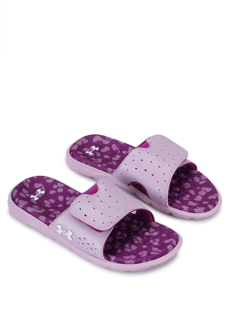 Discount on Under Armour  shoes - SKU: Under Armour Ignite Pro Graphic Footbed Slide Sandals For Women - Fresh Orchid/Mystic Magenta/White