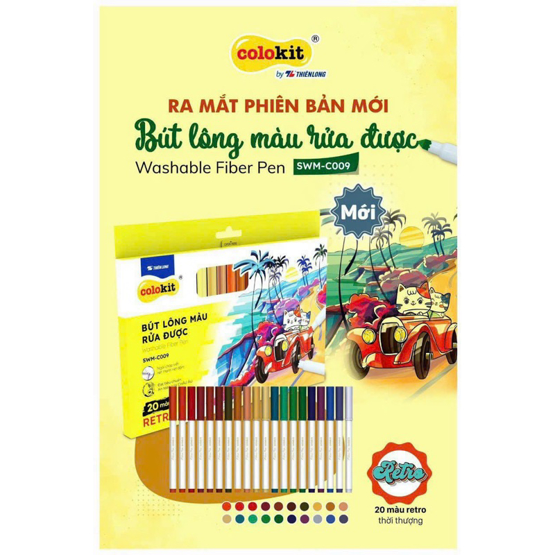 Bộ bút lông màu Fiber Pen Thiên Long 20 36 màu tẩy rửa được dùng viết lettering thư pháp. - Văn phòng phẩm Thu Thảo