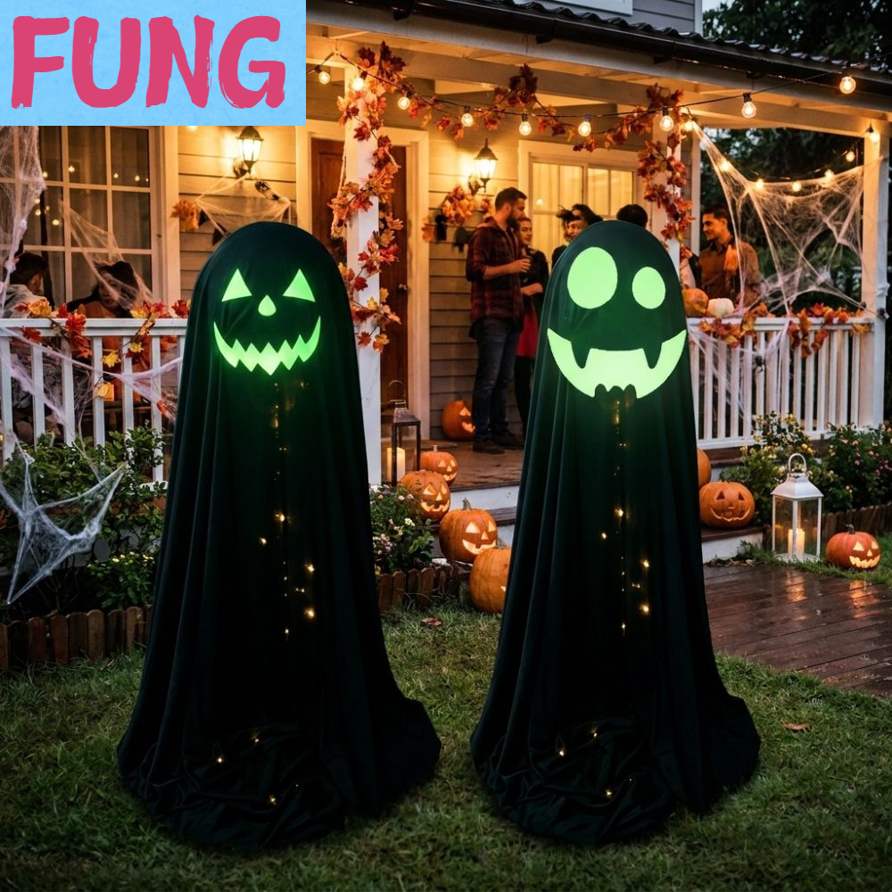 FUNG ปรับได้ ของตกแต่งผีตั้งพื้นสำหรับวันฮาโลวีน ไฟ LED แบบนุ่มนวล สว่างไสว หุ่นผีเรืองแสงสุดน่ากลัว ประกอบง่าย กอธิค ผีเรืองแสงกลางแจ้ง อุปกรณ์จัดงานปาร์ตี้ ราคา 541 บาท*ส่งฟรี