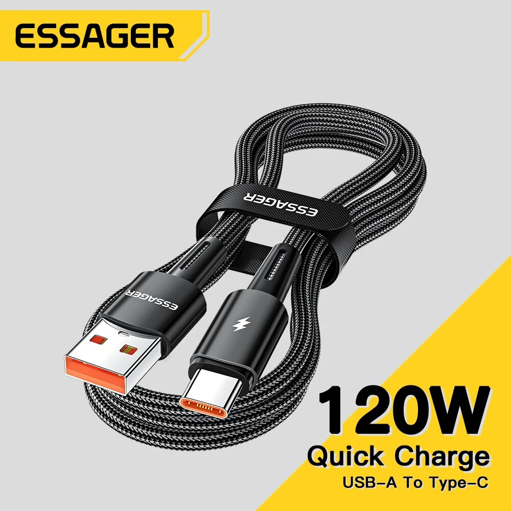 Essager 120W loại USB C Cáp siêu nhanh phí 67W Cáp sạc nhanh 6A cho Xiaomi 12pro Redmi K50 Lưu ý 11p
