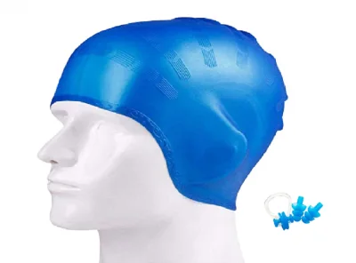 Silicone Swim Cap Hat for long hair women men with ear pockets