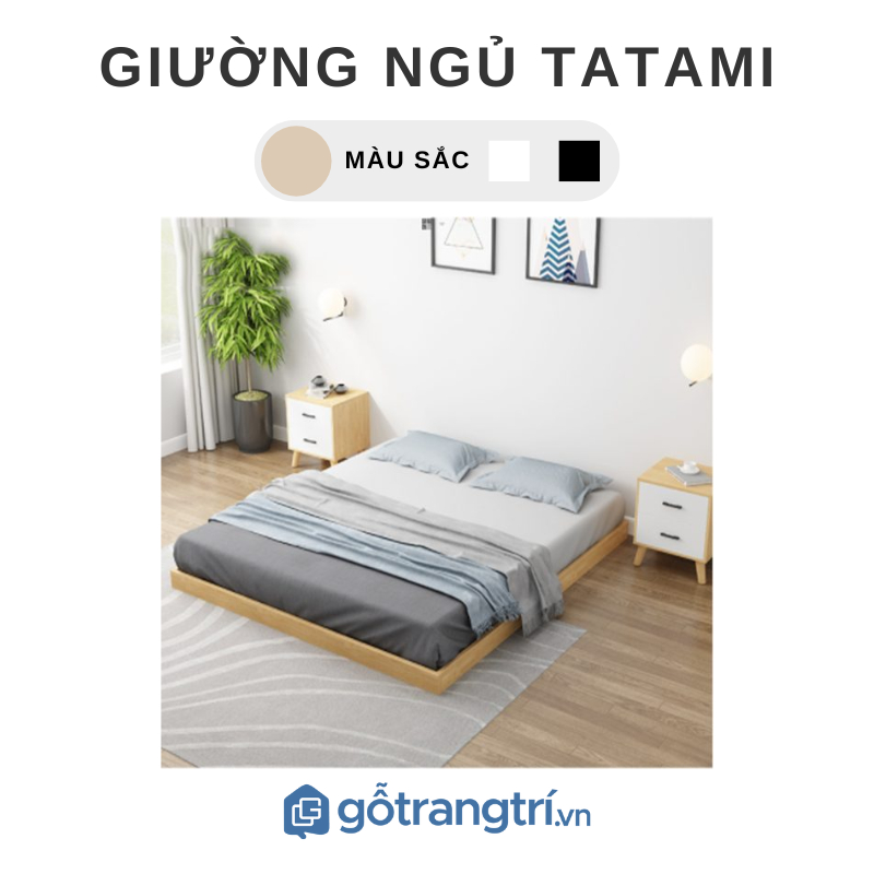 Giường Ngủ Tatami Bằng Gỗ Thiết Kế Kiểu Nhật GHC 9192