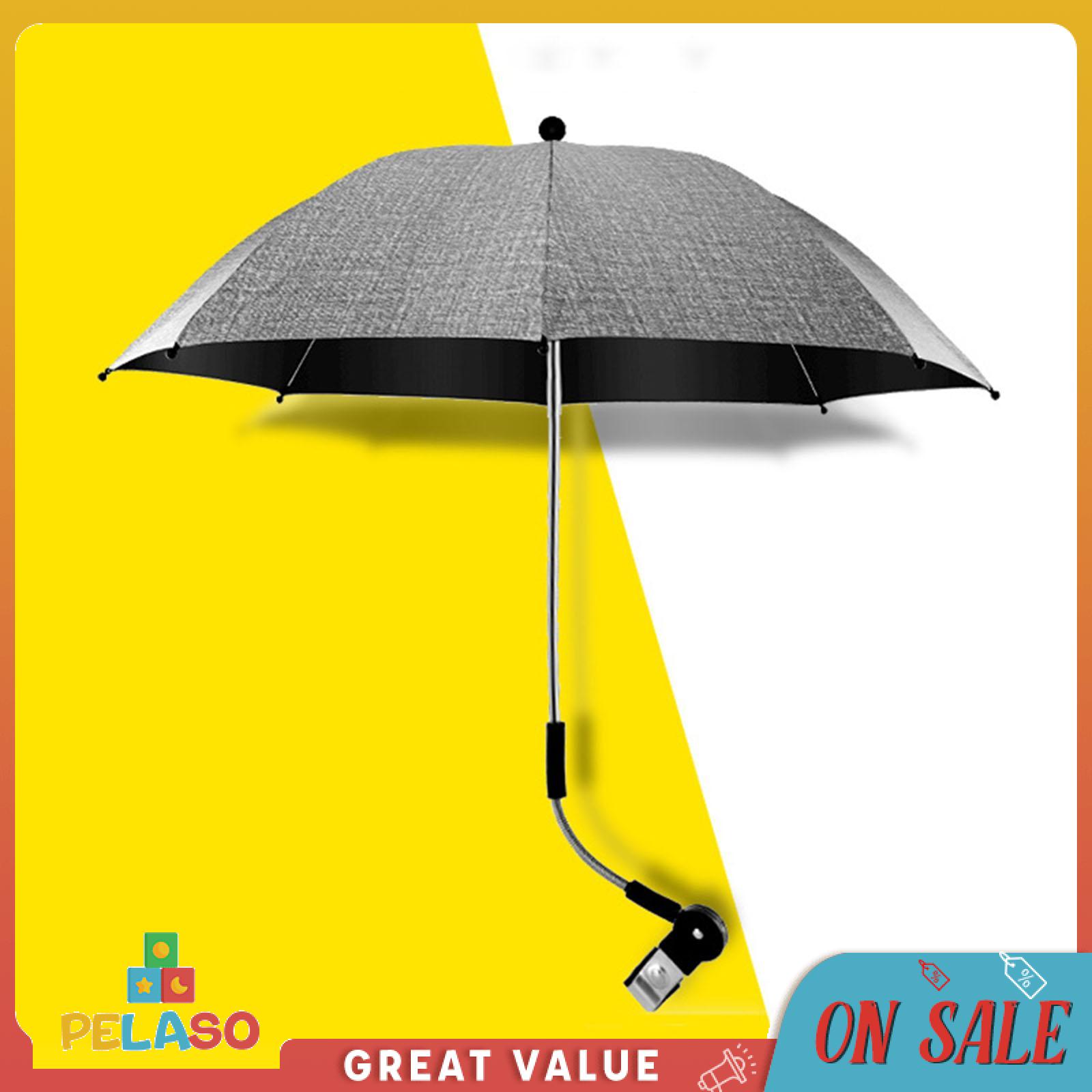 Pelaso Stroller Parasol Adjustable Clamp Strollers Canopy Awning Sun Protection Buggy Sunshade for Wheelchair Beach Chair Trolley Bike