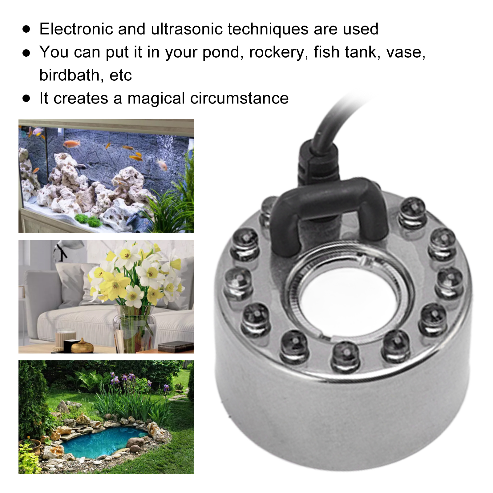 Water Fog Atomizer Ultrasonic Technology 12 Lights Energy Conservation Mist Maker Safe Stainless Steel for Waterscape ราคา 77 บาท*ส่งฟรี