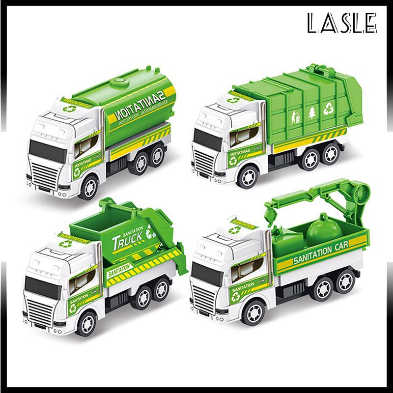 Lasle Đồ chơi trẻ em: Mô hình xe vệ sinh quán tính, xe kéo lùi, xe công binh quân sự, xe cứu hỏa – Đồ chơi bé trai, quà tặng cho trẻ em