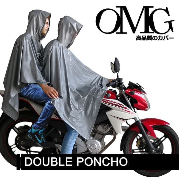 Jas Hujan OMG Motor Karet PVC Terusan Pasangan Double Ponco Raincoat Harga 56,388 rupiah*Gratis Ongkir
