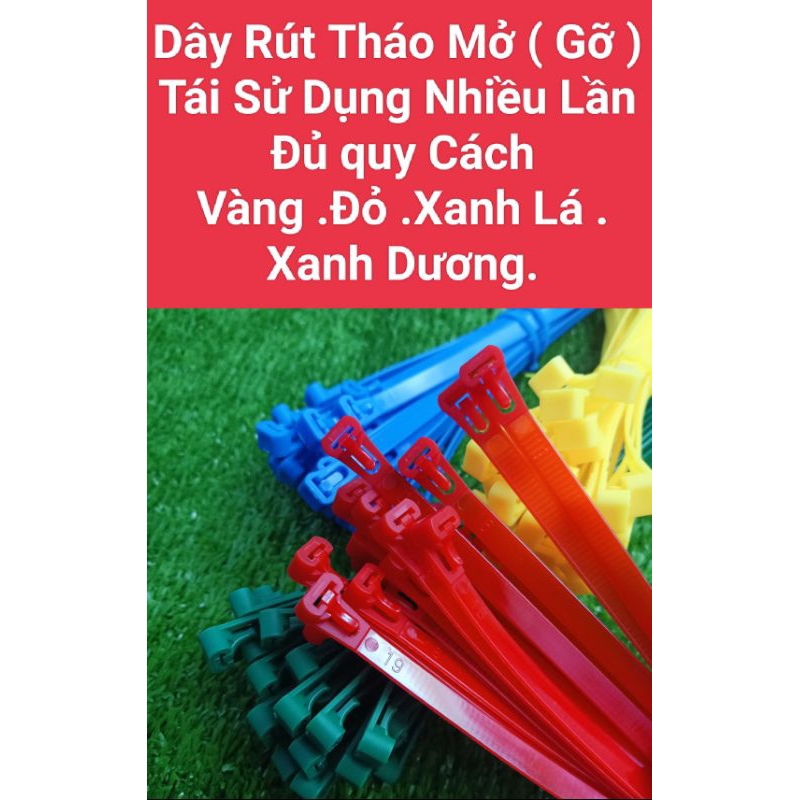 1 Bịch 25 sợi dây rút tháo mở dùng được nhiều lần 4 màu 8 x200