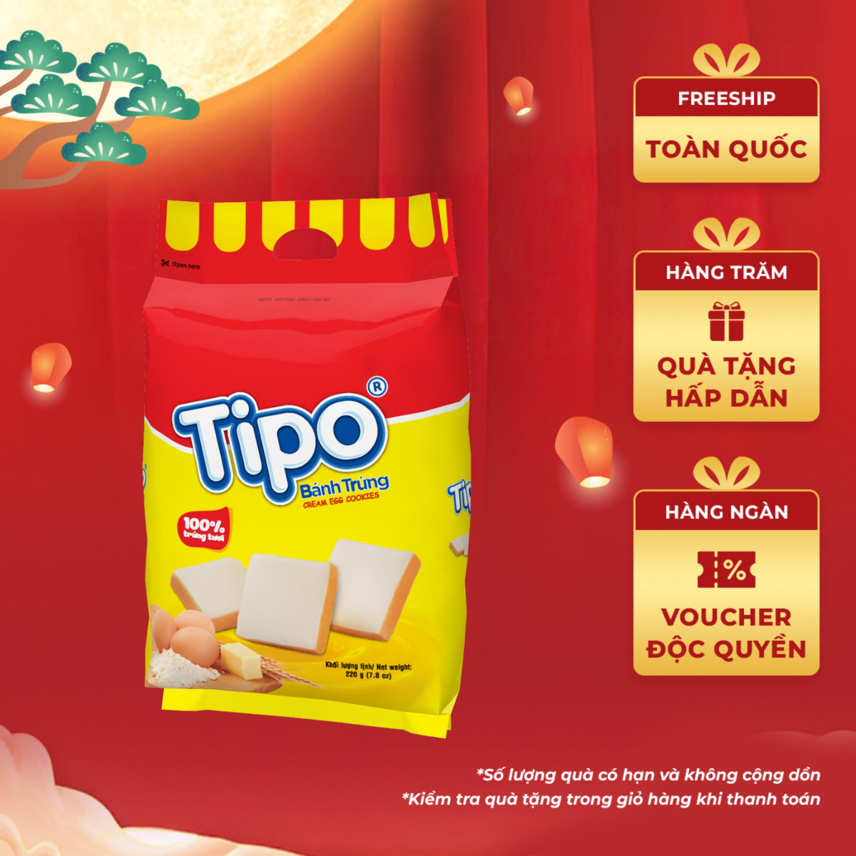 Bánh Tipo Trứng Nướng Vị Sữa Hữu Nghị 220g
