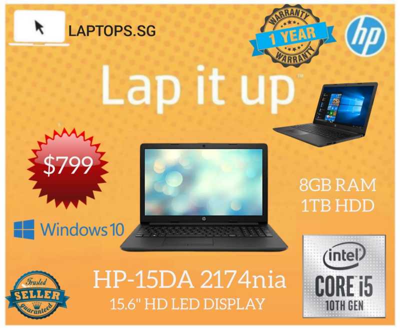 Hp Notebook - 15-DA2174nia / Business Laptop / Core i5 10th Gen processor / 8GB RAM, 1TB HDD / 15.6inch HD LED / Windows 10 pro (One year HP Warranty)