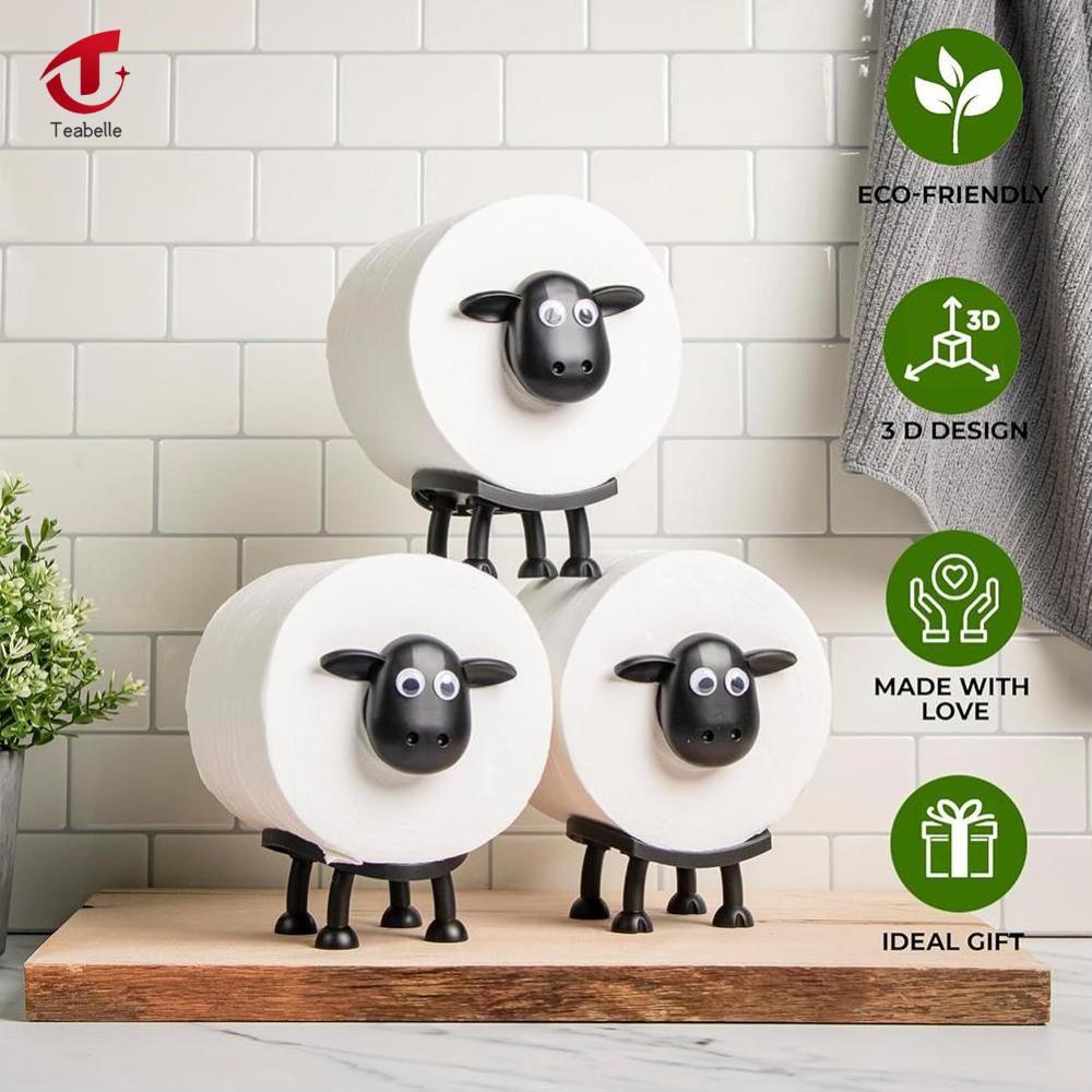 Teabelle hộp đựng khăn giấy cừu sáng tạo đứng động vật hình hộp giấy thân thiện với môi vật liệu dễ thương Túi sắp xếp phòng tắm trang trí nội thất Quà Tặng