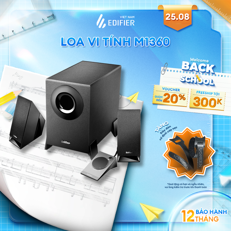 Loa 2.1 vi tính edifier m1360 | có bảng điều khiên rời | âm thanh sắc nét | vỏ gỗ mdf chống dội âm | bảo hành 12 tháng