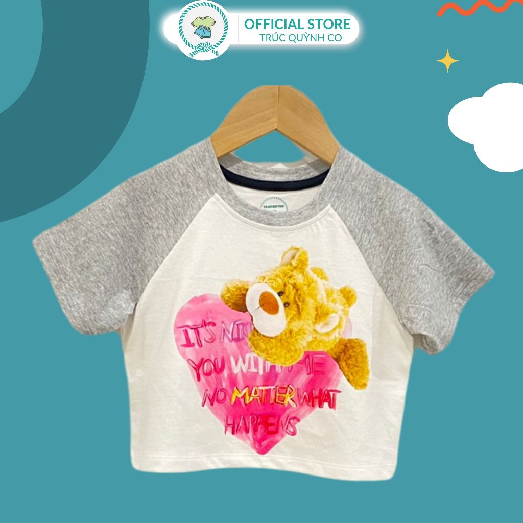 Áo Thun Croptop In Hình Gấu Teddy Nữ Trúc Quỳnh Co (12-33kg) - 4