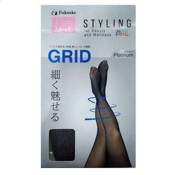 Quần tất lưới không gân Nhật Bản FUKUSKE Styling Grid -(Đen)