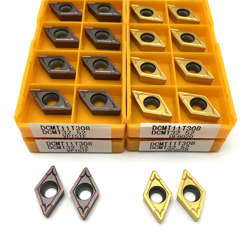 Dcmt11t304 dcmt11t308 vp15tf/ue6020 carbide insert internal turning tool high quality cnc turning insert cutting lathe tools