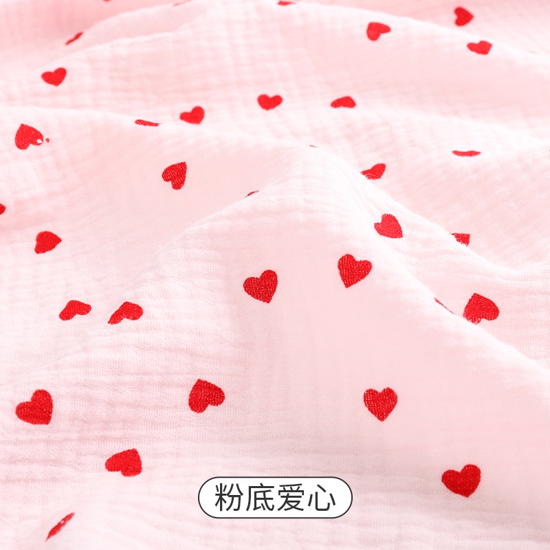 Pure Cotton Double Layer Printed Gauze Crepe Fabric Diy Crinkled Seersucker Baby Clothes 0.5meter TJ7383