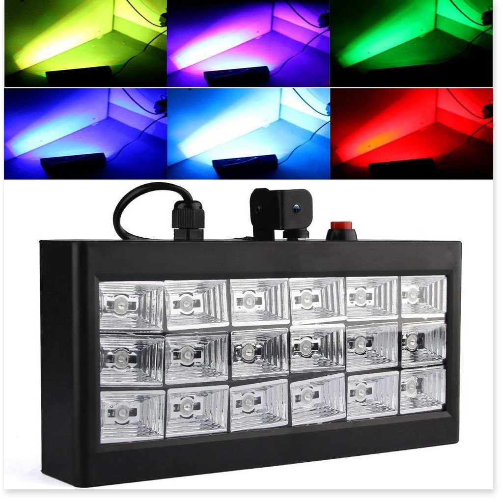 Đèn chớp 18 bóng led 7 màu cảm ứng nhạc