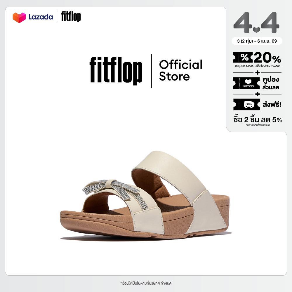 FITFLOP LULU GLITZ-BOW LEATHER SLIDES รองเท้าแตะผู้หญิง รุ่น E1H
