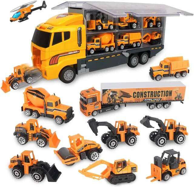 Bộ xe tải lớn mô hình xe hơi hợp kim nhỏ đồ chơi xe vận chuyển xe tải trực thăng xe tăng xe cứu hỏa đồ chơi xe kỹ thuật cho trẻ em b79