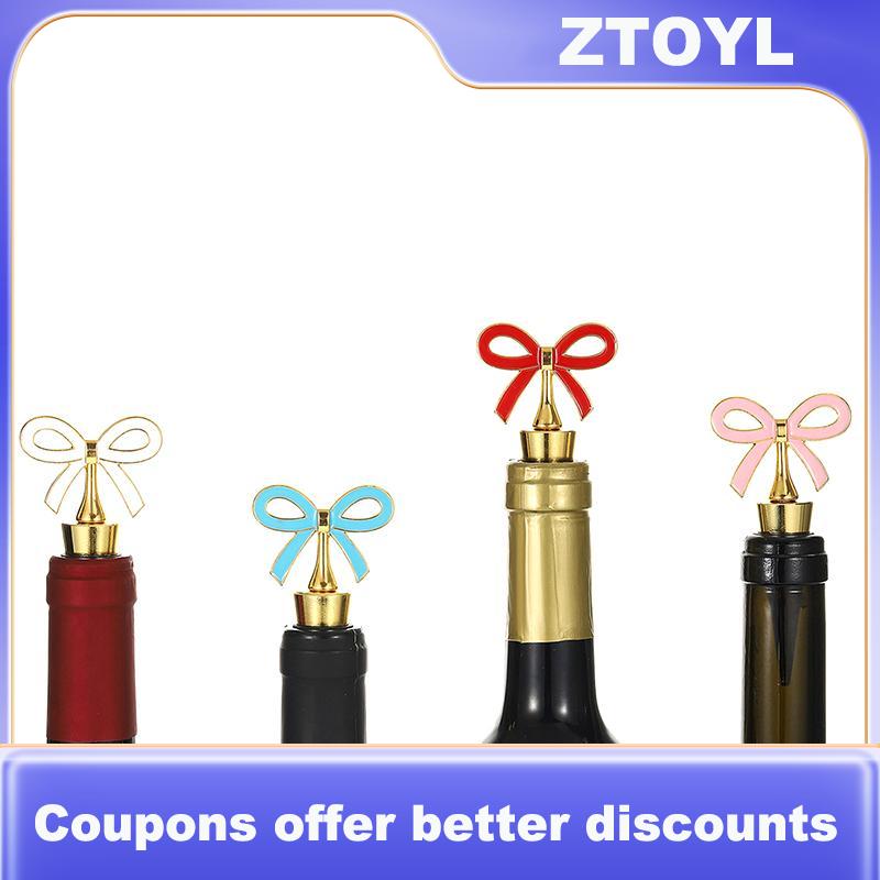 【ZTOYL】 จุกขวดไวน์รูปโบว์ทำจากซิลิโคนและโลหะผสมสังกะสีใช้ซ้ำได้กันรั่วจุกปิดขวดตกแต่งช่วยรักษาไวน์สำหรับบ้านบาร์งานแต่งงานและปาร์ตี้ ราคา 46 บาท*ส่งฟรี