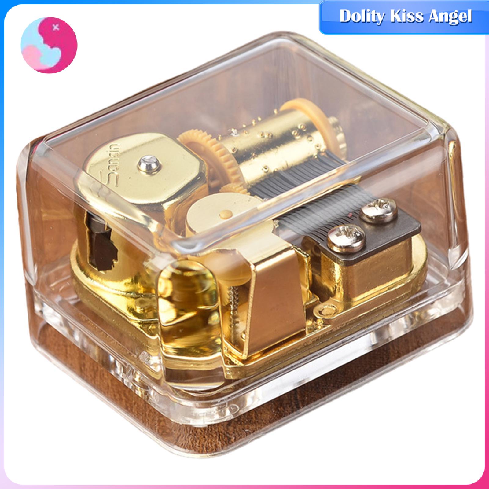 Dolity Unique Music Box Acrylic Clear Mechanism with Gold Plating Movement