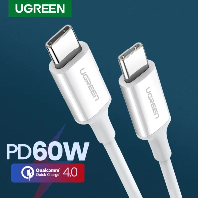 UGREEN 60W Fast Charge USB C to USB C Cable PD QC 3.0 Data Cable for iPad Pro 2020/Huawei P420/Macbook Air/Thinkpad X390/Samsung S20+/S10+/S9/Note 10+ Power Delivery Fast Charging Cable