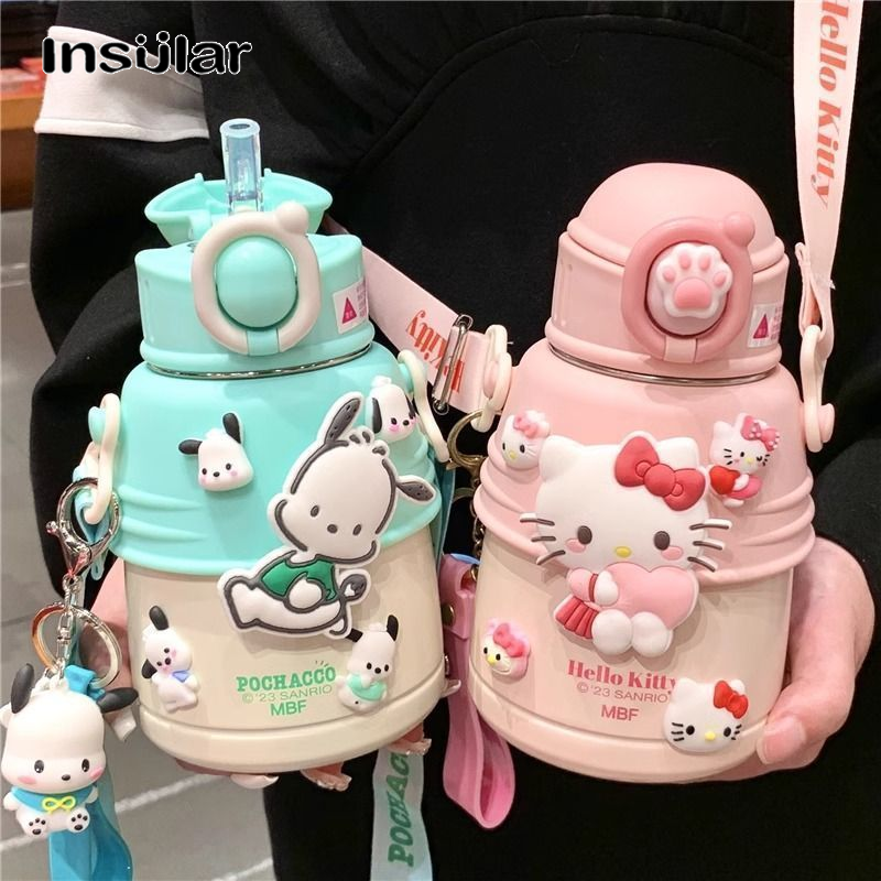 Insular Cute Cartoon Insulated Water Bottle for Kids, Large Capacity Stainless Steel Cup with Strap ราคา 276 บาท*ส่งฟรี
