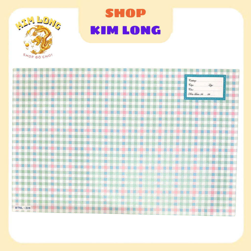 SET 10 tờ bao tập vở hình CARO tiện lợi 2 trong 1 (sẵn giấy kiếng) in hình sọc caro cho bé đi học