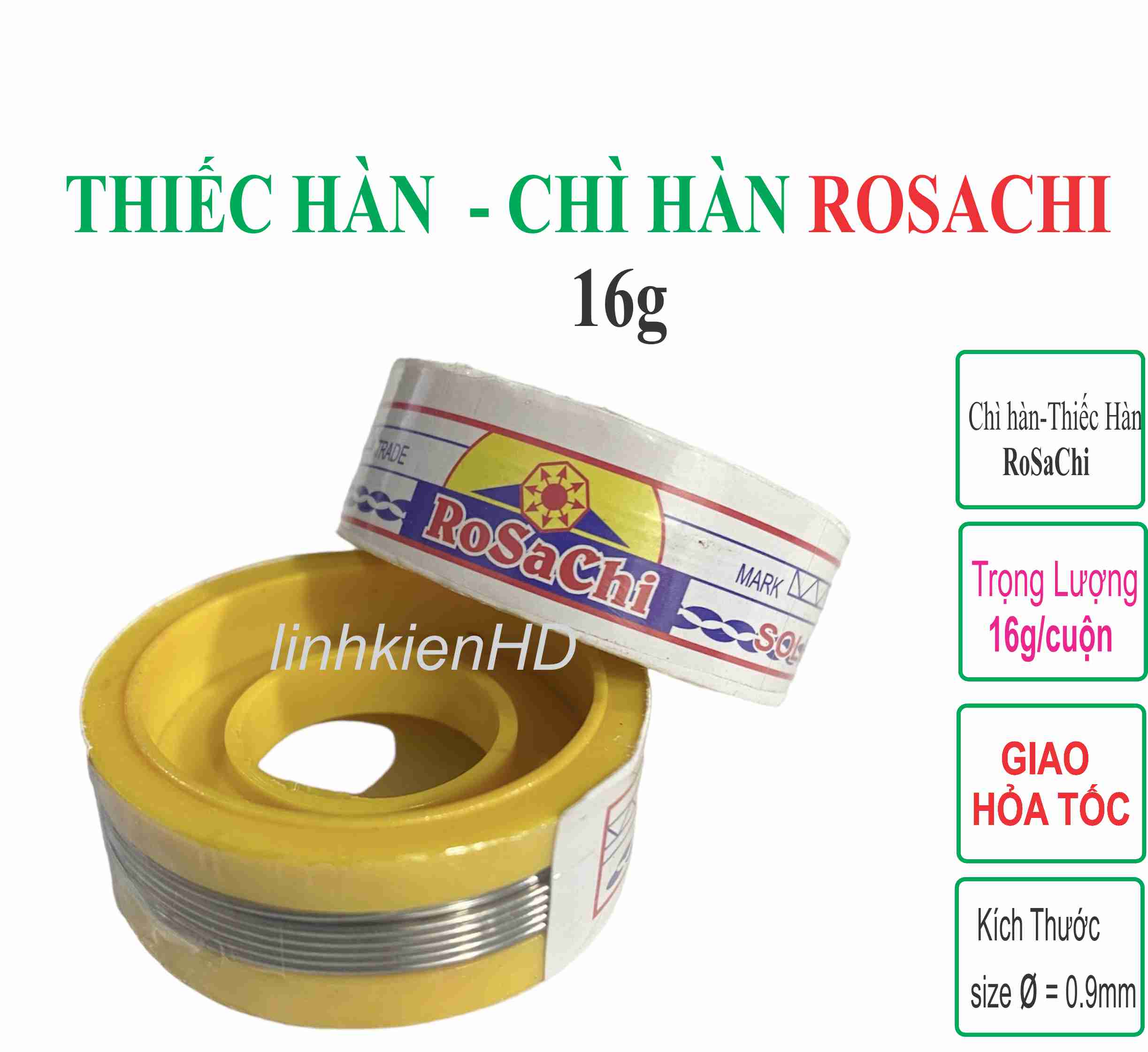 Thiếc hàn chì hàn rosachi kim phát size nhỏ 16g - linhkienhd