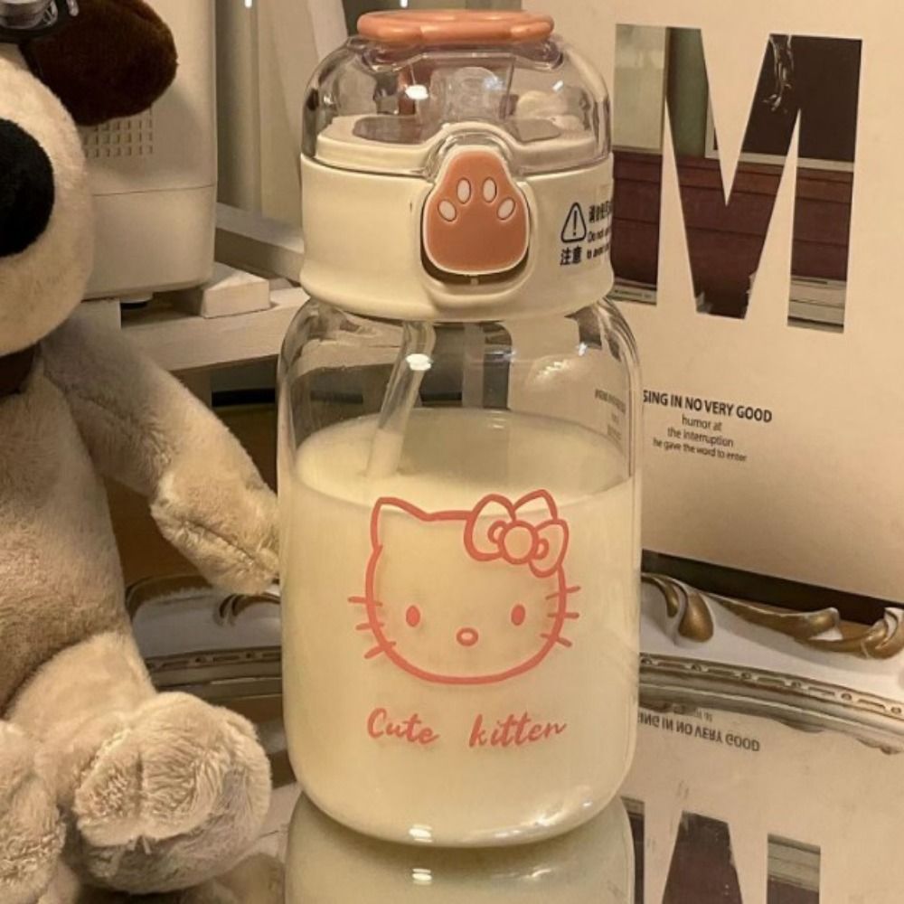 NQICZR Kuromi Chai nước có ống hút Cinnamoroll Anime Cốc uống nước Ngoài trời Cốc có ống hút Chai nước hoạt hình anime Học sinh nam nữ - 6